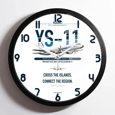 NAMC YS-11A design on white framed wall clock