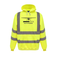 Thumbnail for Pilot In Progress (Cessna) aviation design on cotton blend with reflective panels reflective hoodie.