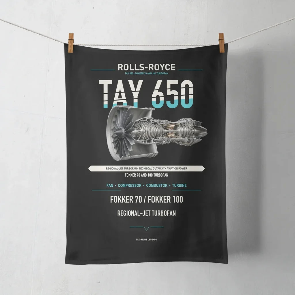 TAY 650 design on black towel