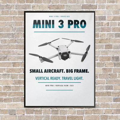 DJI Mini 3 Pro vertical canvas print - framed - white background