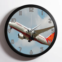 Thumbnail for Air India's Boeing 787 aviation design on premium wood and metal wall clock.