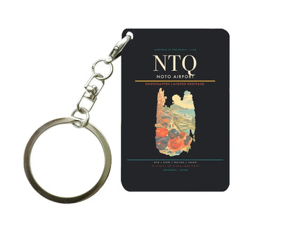 Noto Airport (NTQ) design on black key chain