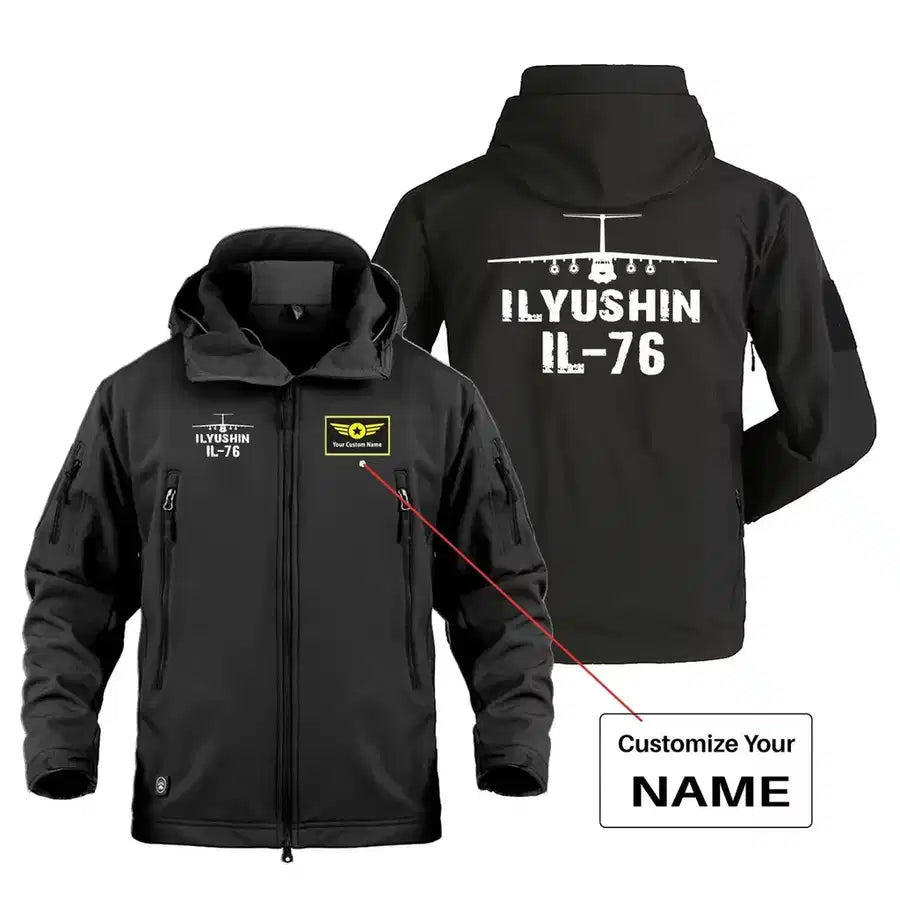 ILyushin IL-76 & Plane Military Jackets (Customizable) aviation design printed on heavy cotton shell with field-style pockets.