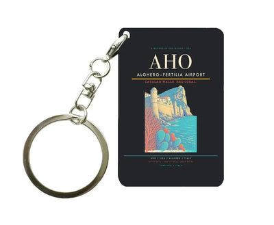 Alghero–Fertilia Airport (AHO) design on black key chain