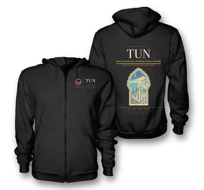 Tunis Airport (TUN) design on black premium zipped hoodie