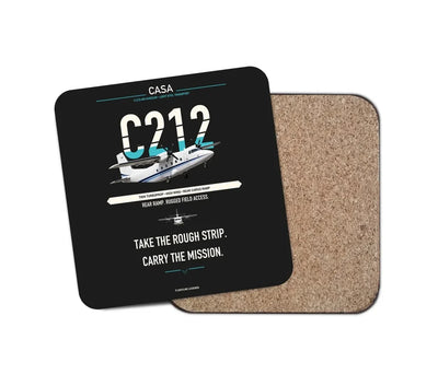 CASA C-212-400 Aviocar design on black 1 piece coaster
