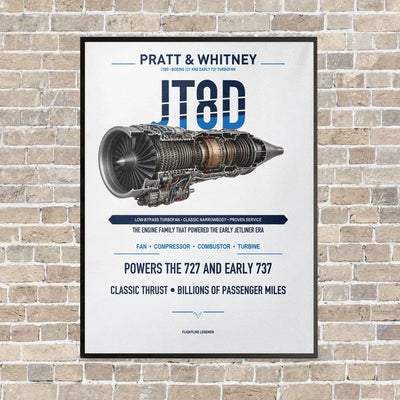 JT8D vertical canvas print - framed - white background
