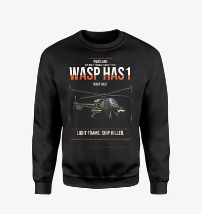 Westland Wasp HAS1 design on black sweatshirt