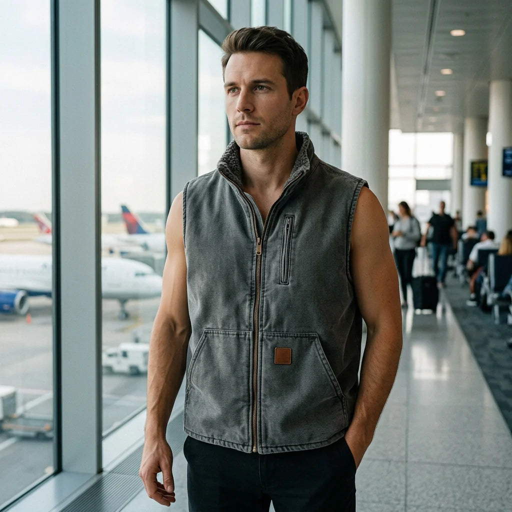 Pilot jacket on model — editorial