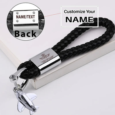 Royal Air Maroc aviation design on premium leather car leather car key chain.