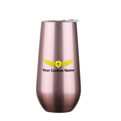 Custom Name (Badge 2) 6oz Egg aviation design on 6oz egg cup, compact 6oz ceramic.
