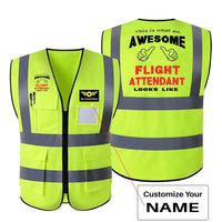 Thumbnail for Flight Attendant aviation design printed on high-visibility reflective fabric reflective vest.