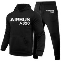 Thumbnail for Airbus A320 & Text aviation design on soft cotton blend hoodie and sweatpants set.