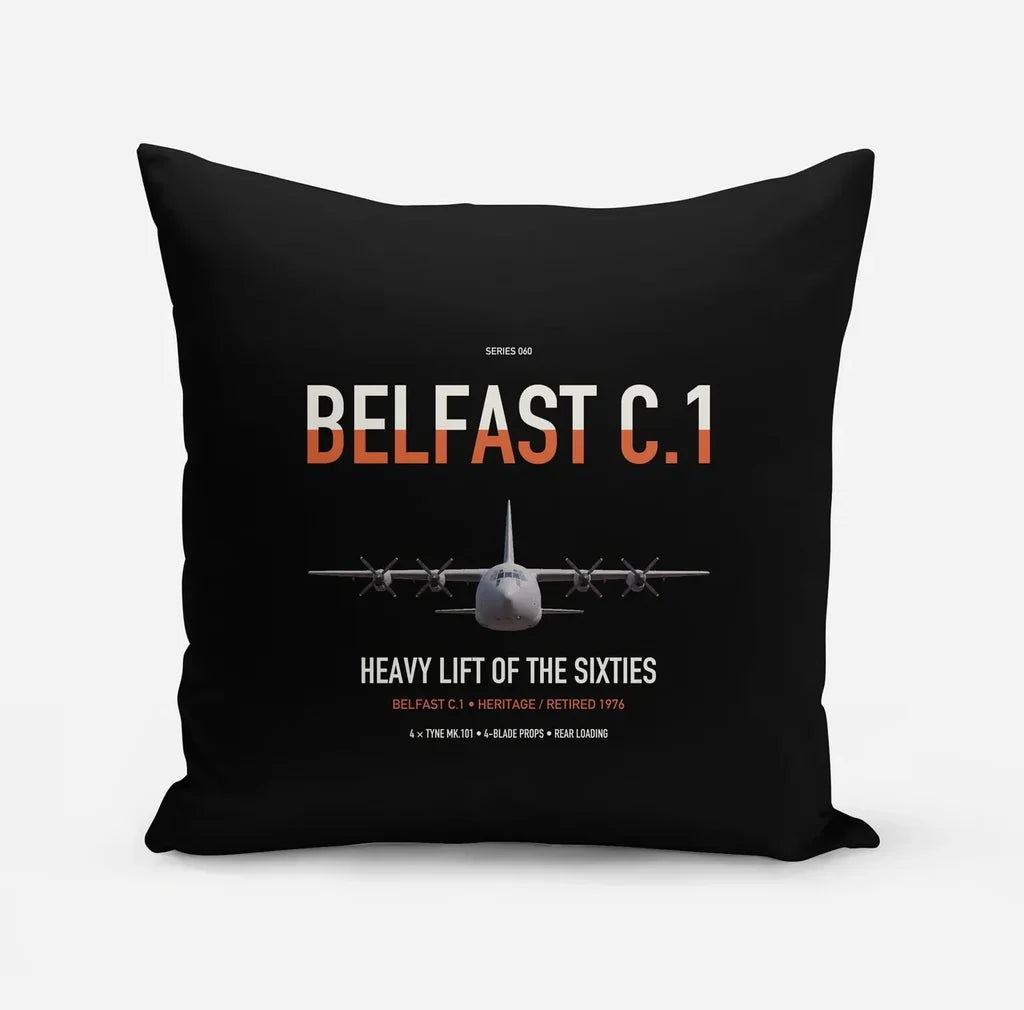 Short Belfast C.1 design on black pillow