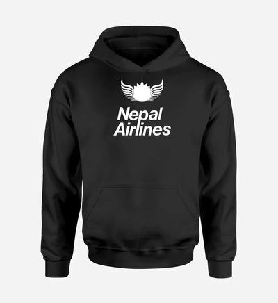Nepal Airlines logo printed on black hoodie