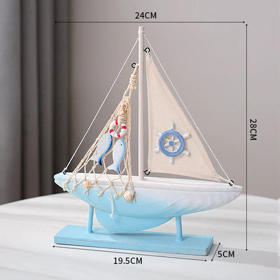 Side view of Vintage Base Sailboat Nautical Wooden Sailboat Model Ornament aviation model ship in diecast metal or wood with.