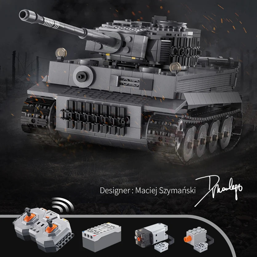 925PCS Remote Control Tiger Tank Set Building Block aviation themed Lego-style model aircraft in ABS plastic.