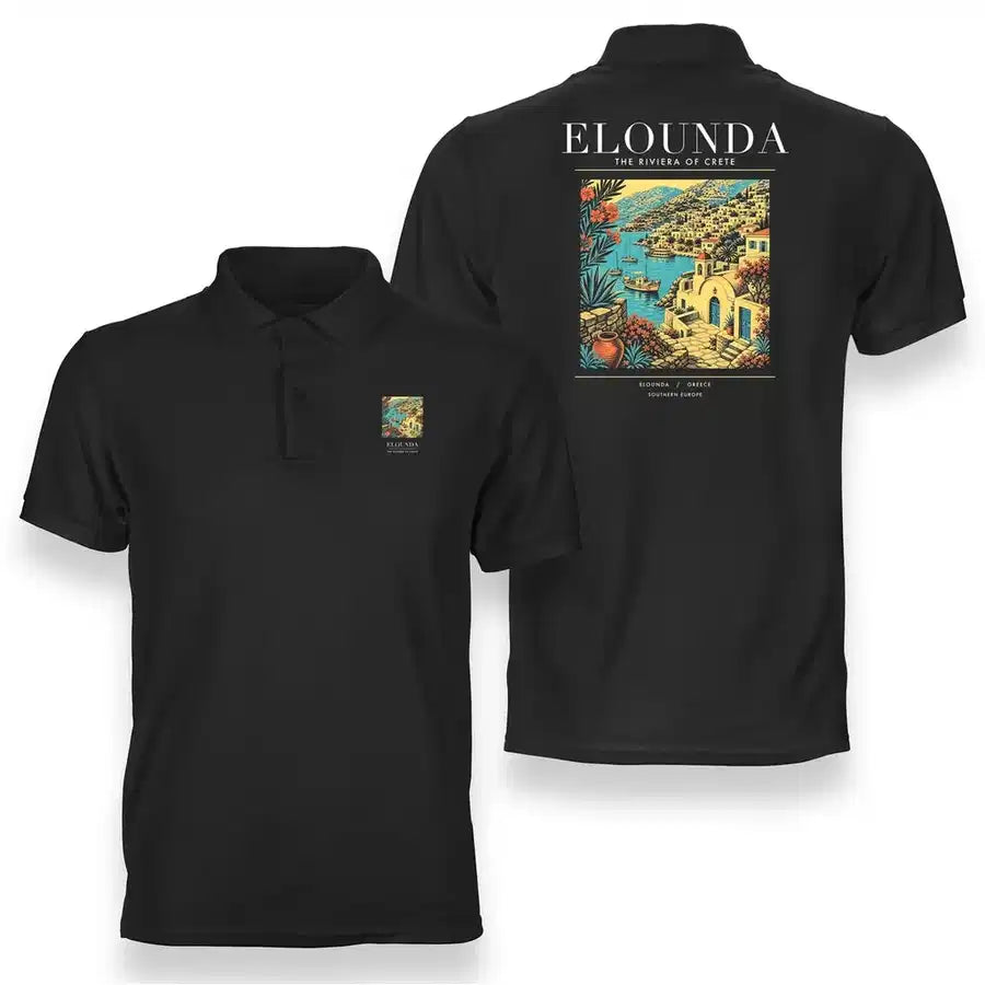 ELOUNDA - Poster - Double-Side Polo - Black