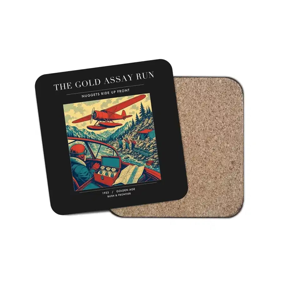 The Gold Assay Run - Designed Coasters design on black 1-piece