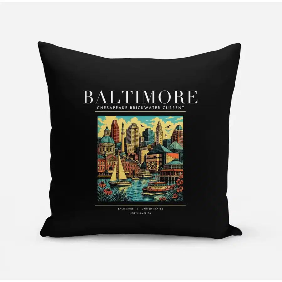 BALTIMORE - Poster - Pillow - Black
