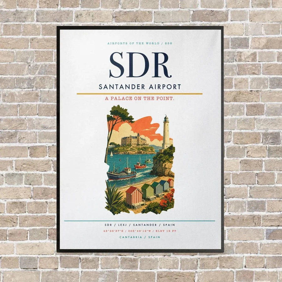 Santander Airport SDR vertical canvas print - framed - white background