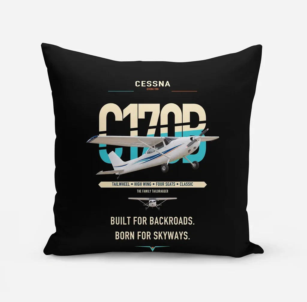 Cessna 170B design on black pillow