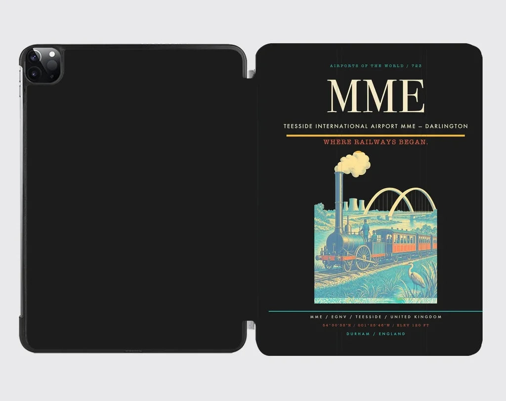 Teesside International Airport (MME) design on black ipad tablet case