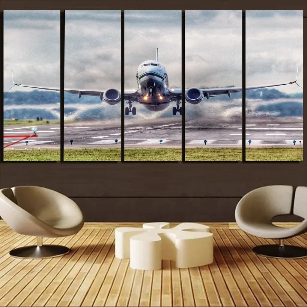 Departing Boeing 737 canvas - 5 Pieces