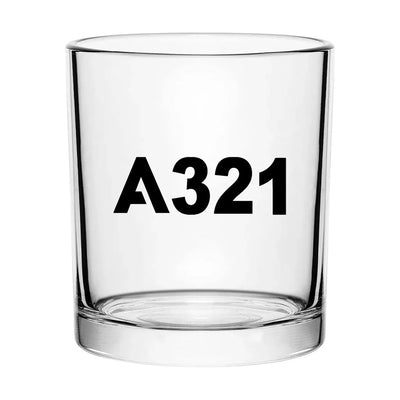Airbus A321 Flat Text aviation design on whiskey glass, special-edition crystal cut.