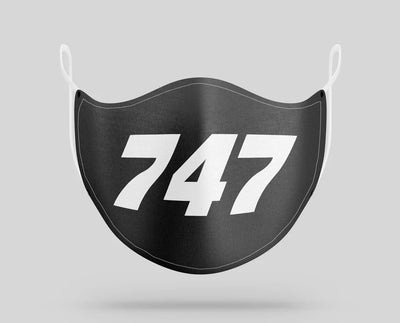 Boeing 747 Text aviation face mask in breathable cotton blend.