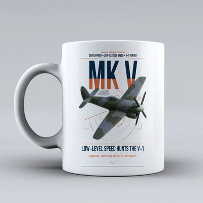 Hawker Tempest Mk V design on white ceramic mug, double-side print