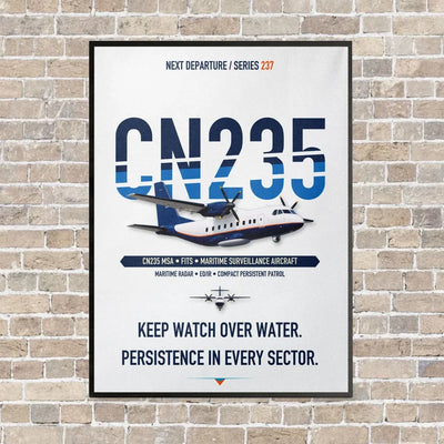 Airbus CN235 Maritime Surveillance Aircraft vertical canvas print - framed - white background
