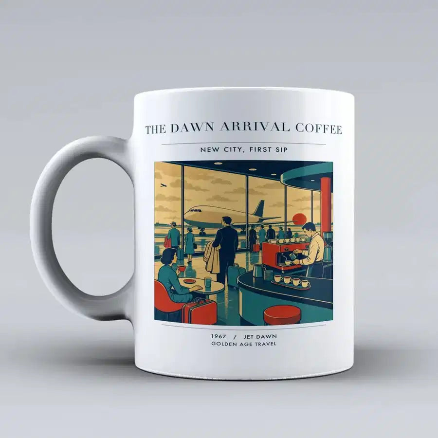 VINTAGE G4310 - The Dawn Arrival Coffee - Ceramic Mug design on white