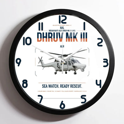 HAL ALH Dhruv Mk III design on white framed wall clock