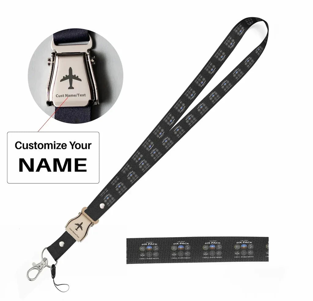 The Only Six Pack I Will Ever Need seat belt lanyard - black with name