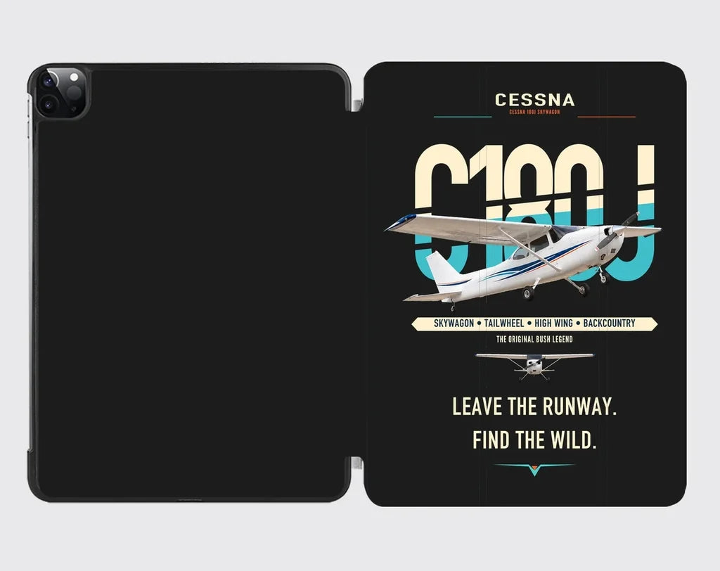 Cessna 180J Skywagon design on black ipad tablet case