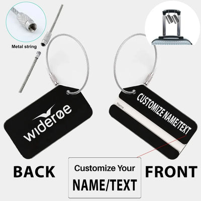 Wideroe Airlines Designed Fashion Metal Luggage tag, Black + NAME