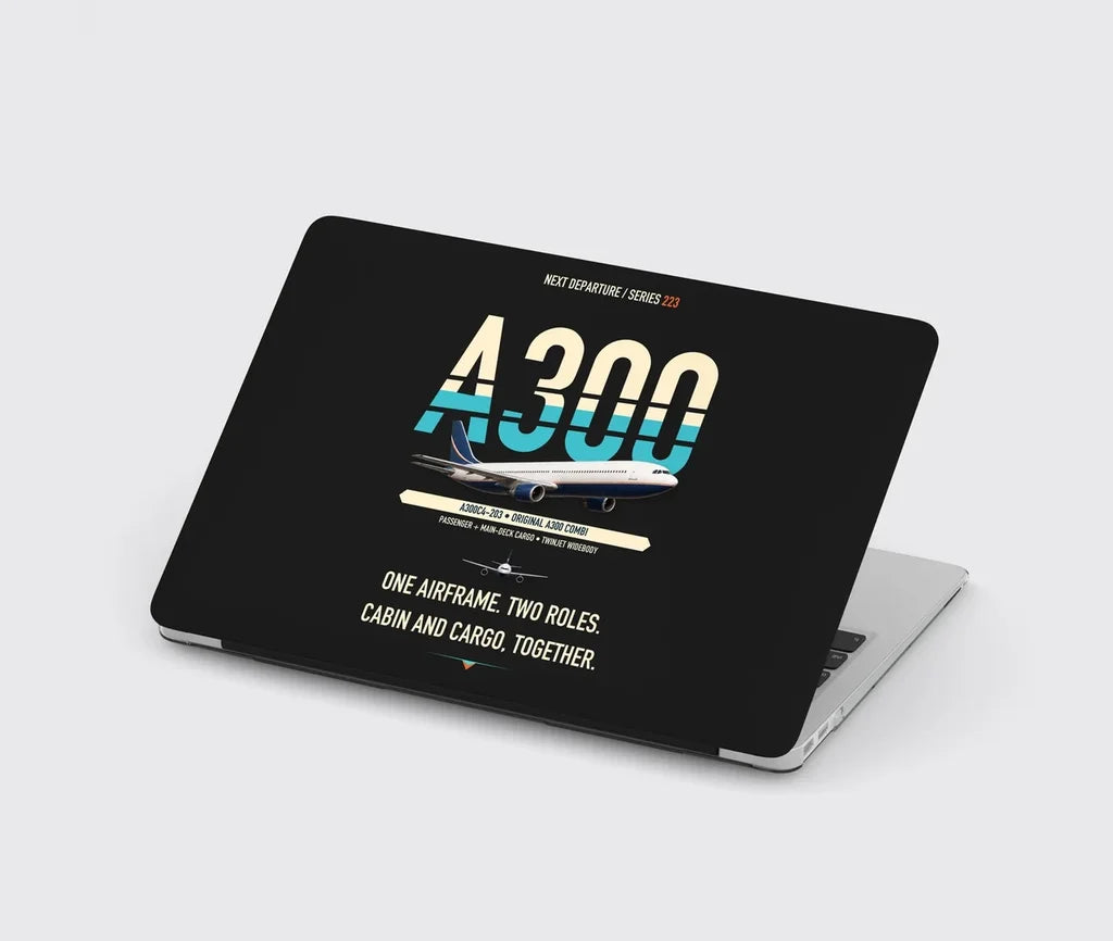 Airbus A300C4-203 design on black MacBook case