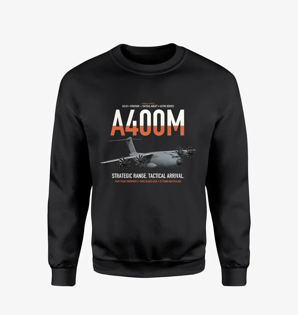 Airbus A400M Atlas design on black sweatshirt