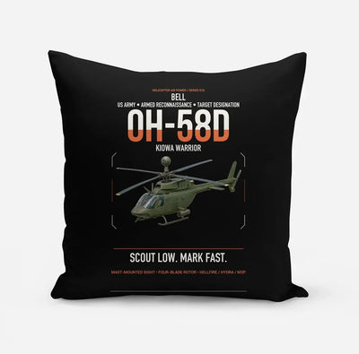 Bell OH-58D Kiowa Warrior design on black pillow