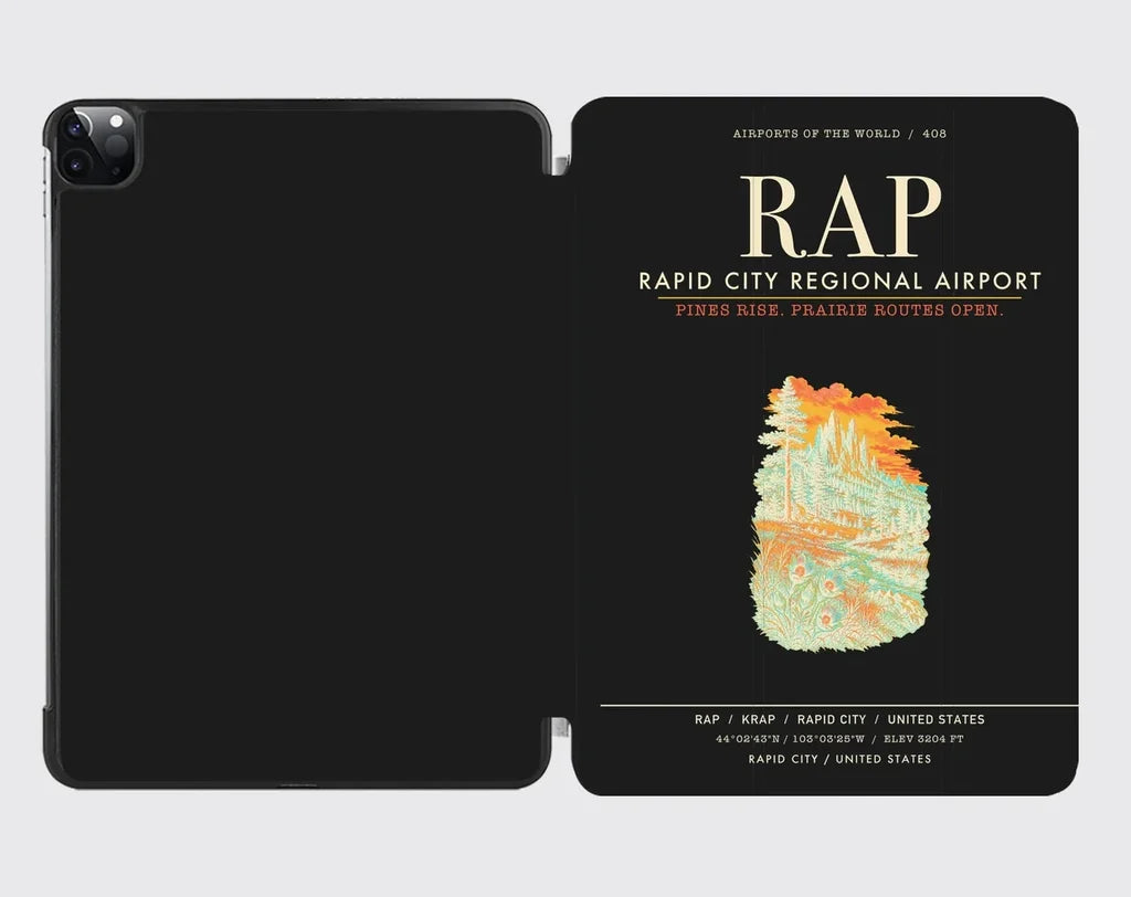 Rapid City Regional Airport (RAP) design on black ipad tablet case