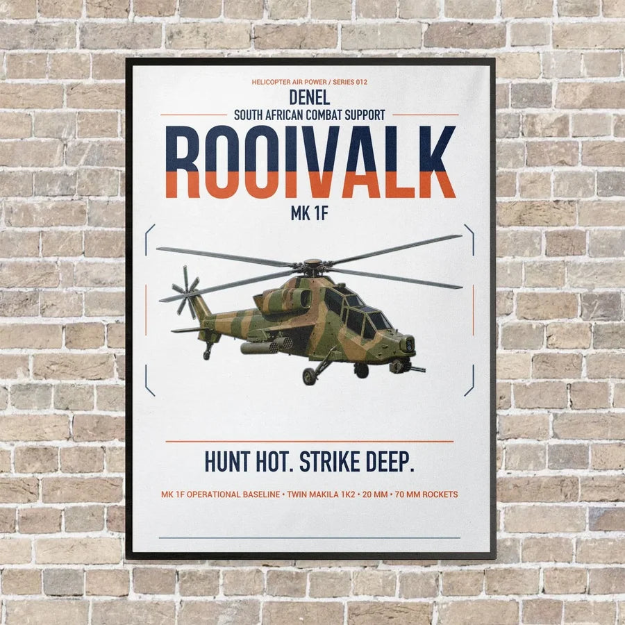 Denel Rooivalk Mk 1F vertical canvas print - framed - white background