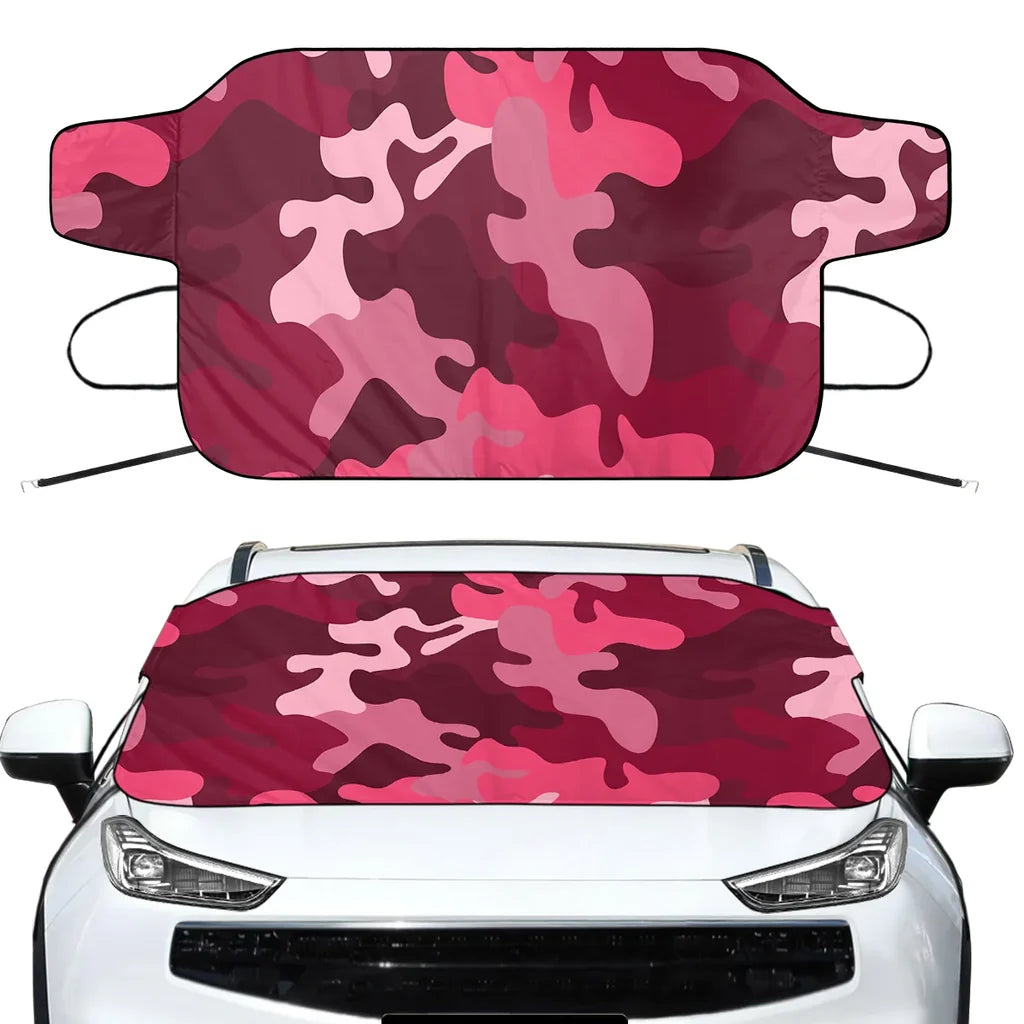 Military Camouflage Red Car aviation design on car windshield cover.