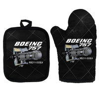 Thumbnail for Boeing 757 & Rolls Royce Engine (RB211) Kitchen Glove & Holder aviation design on durable fabric with insulated lining kitche.