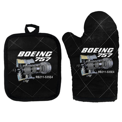 Boeing 757 & Rolls Royce Engine (RB211) Kitchen Glove & Holder aviation design on durable fabric with insulated lining kitche.