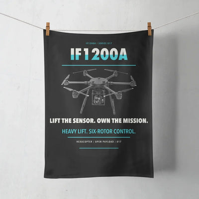 Inspired Flight IF1200A design on black towel