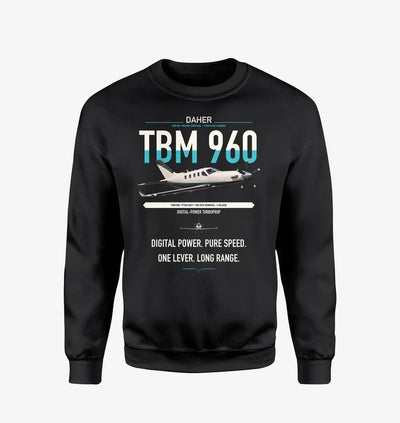Daher TBM 960 design on black sweatshirt