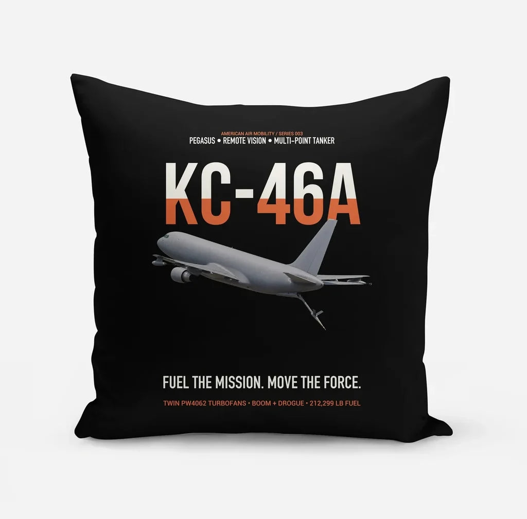 KC-46A PEGASUS design on black pillow