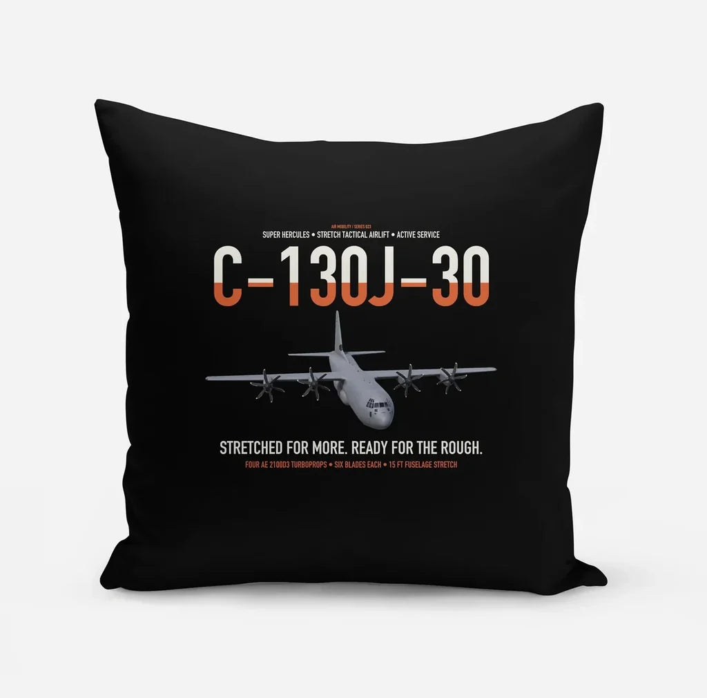 C-130J-30 Super Hercules design on black pillow