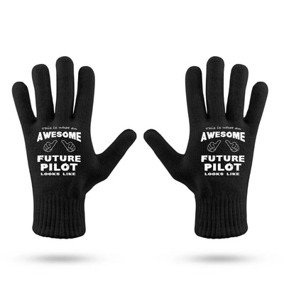 Future aviation design on soft knit fabric gloves.